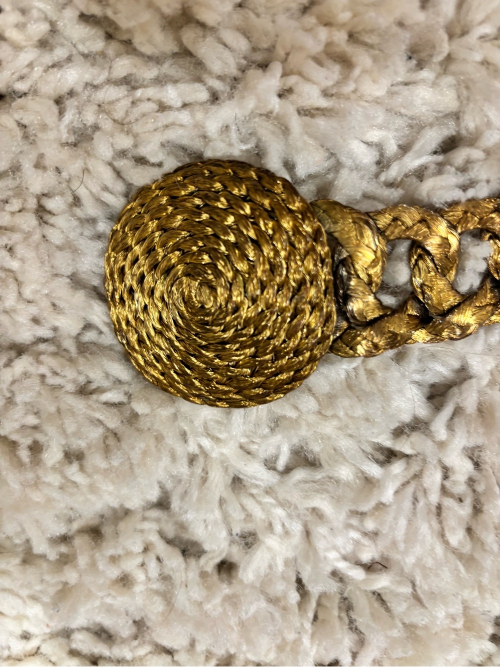 Gold Braided Rope Belt with Decorative Round Buckle